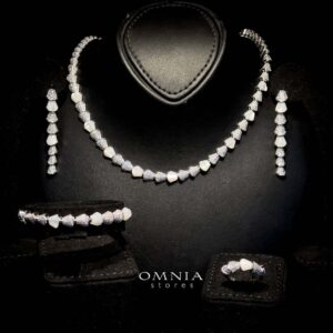 Omnia Sanya White Luxury Bridal Full Set in High Quality Zircon Stone Rhodium Plated
