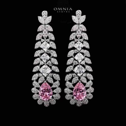 Omnia Yara Bridal Pink and White Full Set in High Quality Zircon Stone Rhodium Plated - Image 3