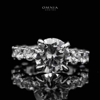 Omnia Radiant Round-Cut Eternity Ring in 92.5 Silver with High Quality Iced Cut Stones