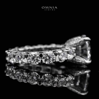 Omnia Radiant Round-Cut Eternity Ring in 92.5 Silver with High Quality Iced Cut Stones - Image 2