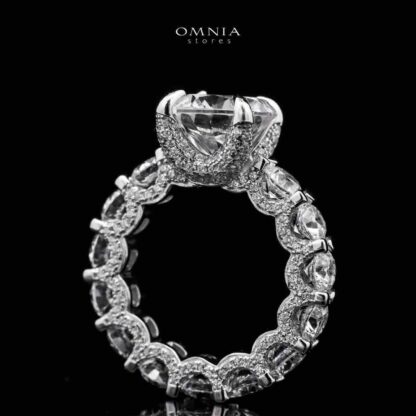 Omnia Radiant Round-Cut Eternity Ring in 92.5 Silver with High Quality Iced Cut Stones - Image 3