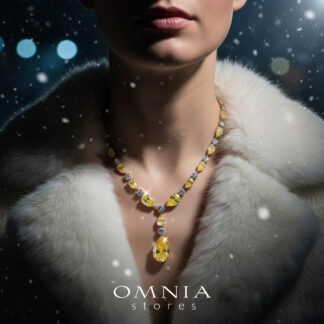 Omnia Isabella Yellow Necklace in 92.5 Silver with High Quality Simulated Diamonds