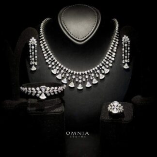 Omnia Camilla White Luxury Bridal Full Set in High Quality Rhodium Plated Zircon Stones