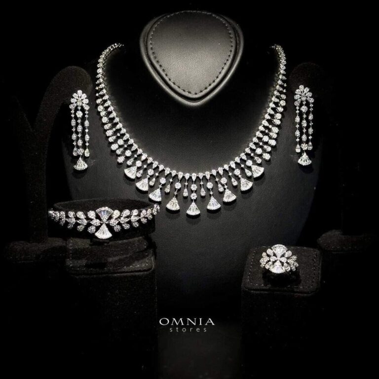 Omnia Camilla White Luxury Bridal Full Set in High Quality Rhodium Plated Zircon Stones