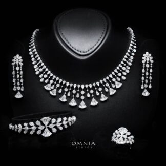 Omnia Camilla White Luxury Bridal Full Set in High Quality Rhodium Plated Zircon Stones