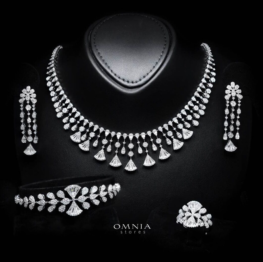 Omnia Camilla White Luxury Bridal Full Set in High Quality Rhodium Plated Zircon Stones
