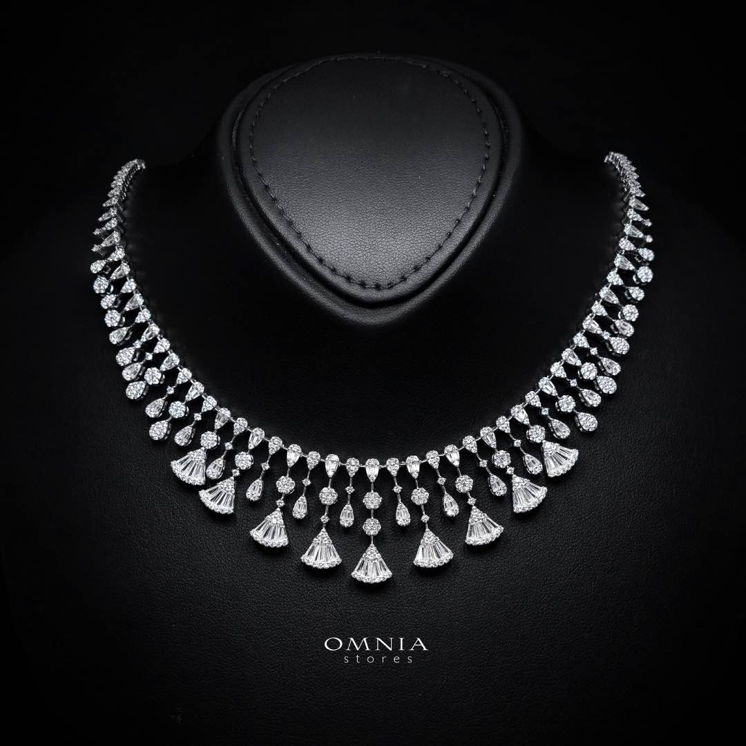 Omnia Camilla White Luxury Bridal Full Set in High Quality Rhodium Plated Zircon Stones - Image 2