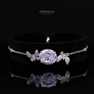 Omnia Maysun Pure White Bracelet in 92.5 Silver with High Quality Simulated Diamonds