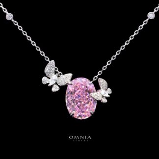 Omnia Maysun Pink Necklace in 925 Silver with High Quality Simulated Diamonds