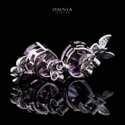 Omnia Maysun Pink Earrings in 925 Silver with High Quality Simulated Diamonds - Image 2