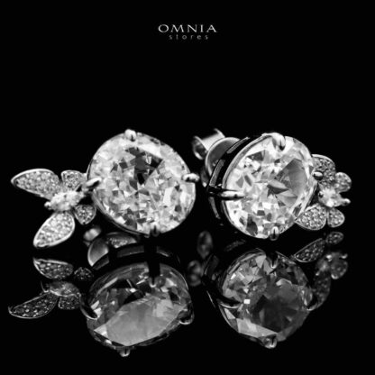 Omnia Maysun Pure White Earrings in 92.5 Silver with High Quality Simulated Diamonds - Image 3