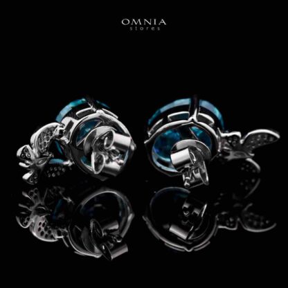 Omnia Maysun Baby Blue Earrings in 92.5 Silver with High Quality Simulated Diamonds - Image 2