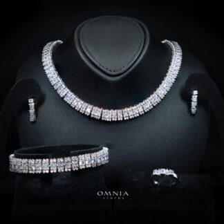 Omnia Rawda White Bridal Full Set in High Quality Simulated Diamonds