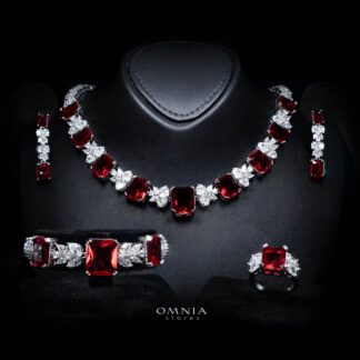 Omnia Amelia Red Bridal Full Set in High Quality Simulated Diamonds