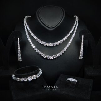 Omnia Ansa White Medium Size Luxury Bridal Full Set in High Quality Simulated Diamonds Rhodium Plated