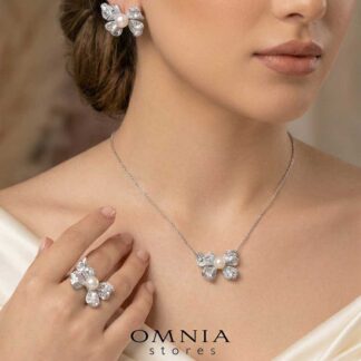 Omnia Pearl Butterfly Ring in 92.5 Silver with High Quality Simulated Diamonds