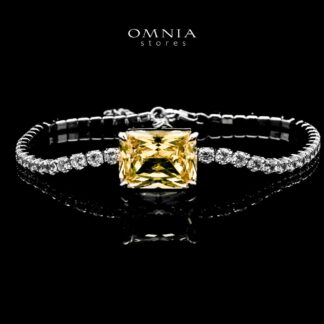 Omnia Gabrielle Yellow Bracelet In 92.5 Silver High Quality Simulated Diamonds