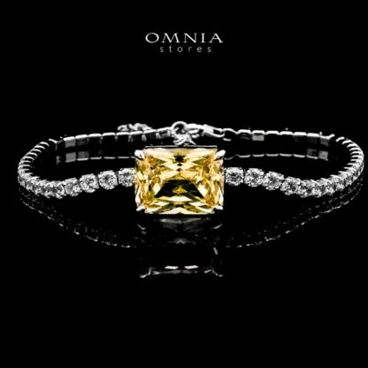 Omnia Gabrielle Yellow Bracelet In 92.5 Silver High Quality Simulated Diamonds
