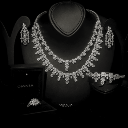 Omnia Luzita Bridal Full Set Accessories High Quality Zircon Stone in Rhodium Plated - Image 2