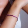 Omnia Tasneem Pink 3mm Tennis Bracelet in 92.5 Silver High Quality Simulated diamonds - Image 3