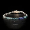 Omnia Tasneem Blue 3mm Tennis Bracelet in 92.5 Silver High Quality Simulated diamonds - Image 3