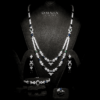 Omnia Jade Blue and Green Bridal Long Chain Set Accessories in High Quality Zircon Stone Rhodium Plated - Image 3
