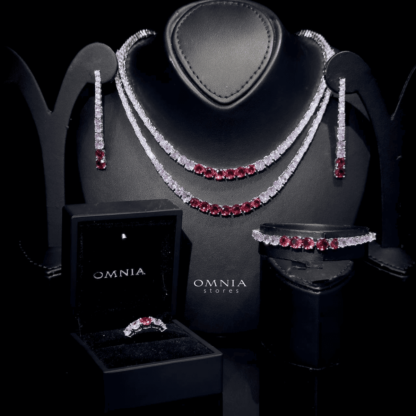 Omnia Ansa Pink Bridal Full Set Accessories High Quality Zircon Stone in Rhodium Plated - Image 2