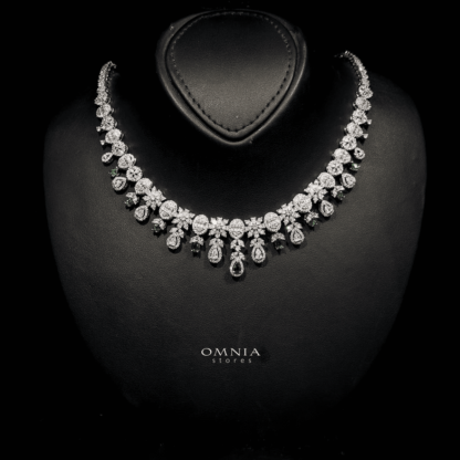 Omnia Trisha Green Bridal Full Set Accessories in High Quality Zircon Stone Rhodium Plated - Image 3