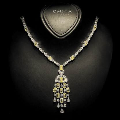 Omnia Israa Yellow Necklace In 92.5 Silver High Quality Simulated diamonds - Image 3