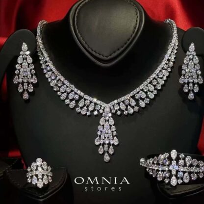 Omnia Minerva Bridal Full Set Accessories in High Quality Zircon Stone in Rhodium Plated - Image 8
