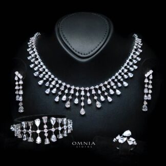 Xena White Luxury Bridal Full Set Premium Rhodium-Plated with High-Quality Zircon Stones