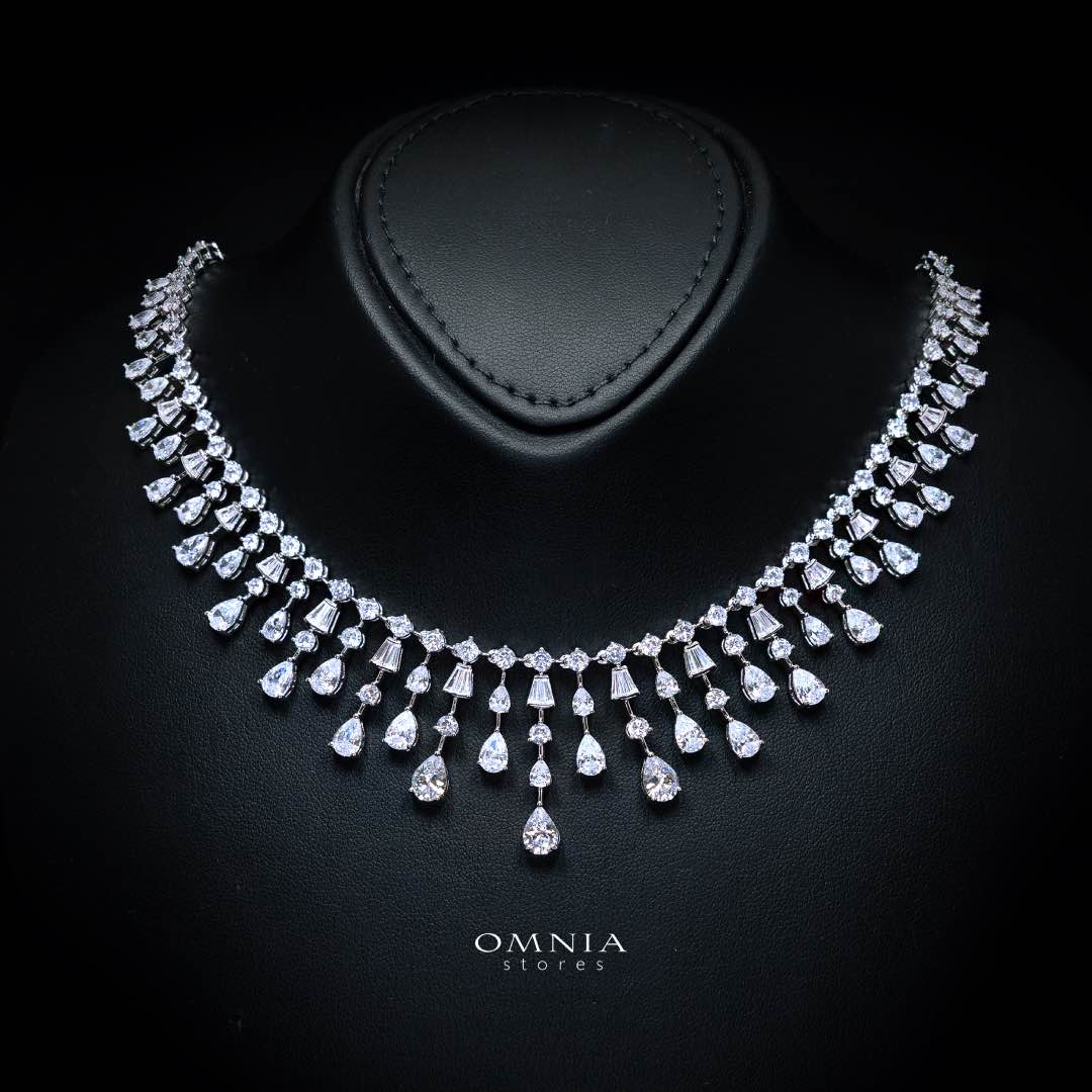 Xena White Luxury Bridal Full Set Premium Rhodium-Plated with High-Quality Zircon Stones - Image 2