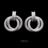Omnia Ivana Double Hoop White Earrings in High Quality Zircon Stone Rhodium Plated - Image 3