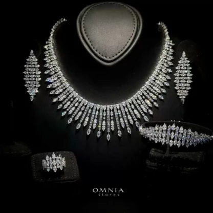 Omnia Lana White Bridal Full Set in High Quality Zircon Stone Rhodium Plated - Image 10