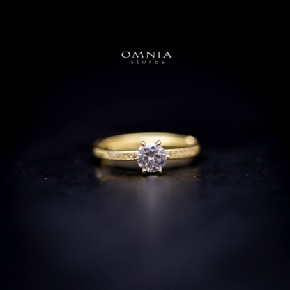 Omnia Golden Solitaire Ring in 92.5 Silver with High Quality Iced Cut Stone - Image 7
