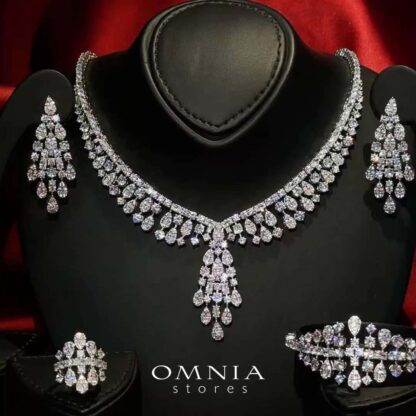 Omnia Minerva Bridal Full Set Accessories in High Quality Zircon Stone in Rhodium Plated - Image 6