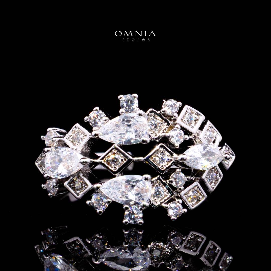 Omnia Melora White Luxury Bridal Full Set with Pear-Cut and Baguette Zircon in Cascading Design in High-Quality Rhodium Plated - Image 4