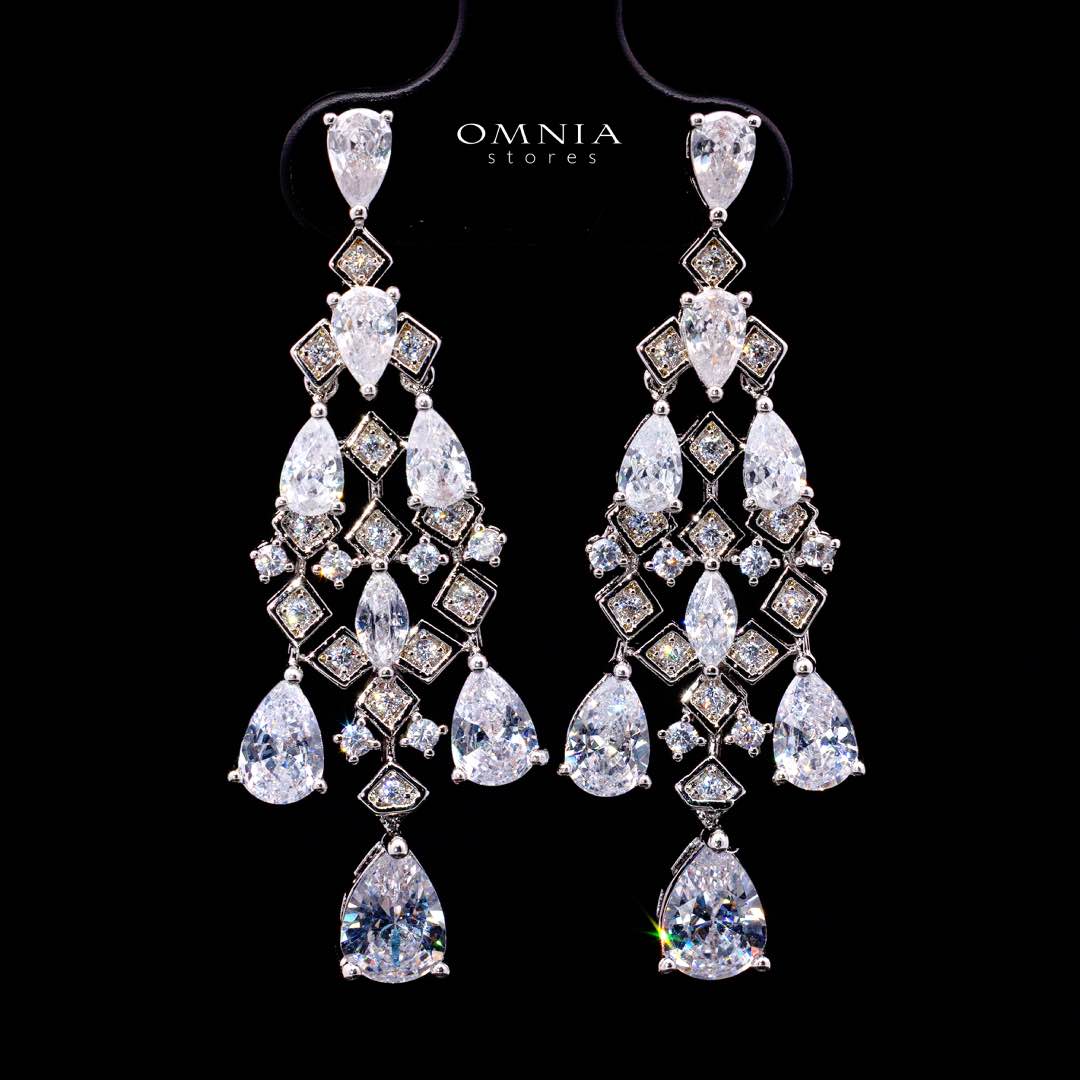Omnia Melora White Luxury Bridal Full Set with Pear-Cut and Baguette Zircon in Cascading Design in High-Quality Rhodium Plated - Image 5