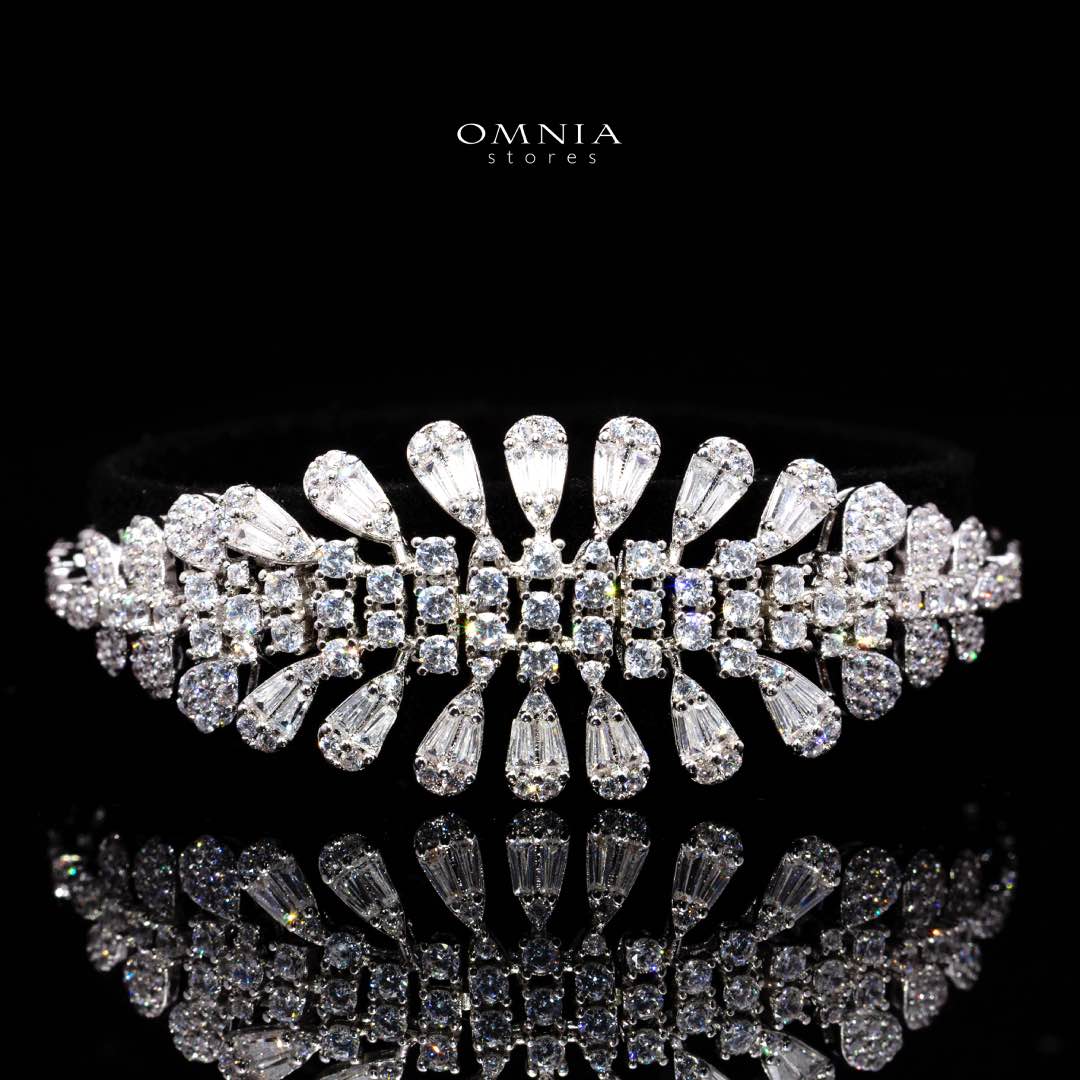 Omnia Elvina White Luxury Bridal Full Set in High Quality Zircon Stone in Rhodium Plated - Image 4