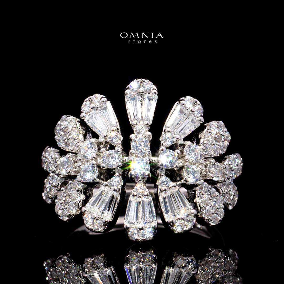 Omnia Elvina White Luxury Bridal Full Set in High Quality Zircon Stone in Rhodium Plated - Image 5