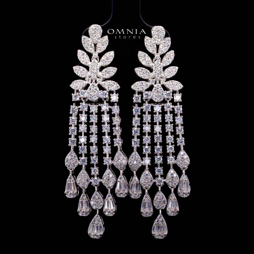 Omnia Elvina White Luxury Bridal Full Set in High Quality Zircon Stone in Rhodium Plated - Image 6