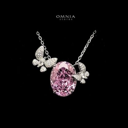 Omnia Maysun Pink Necklace in 925 Silver with High Quality Simulated Diamonds - Image 2