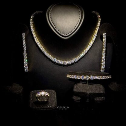 Omnia Maryam Pink Bridal Full Set in High Quality Zircon Stone Rhodium Plated - Image 4