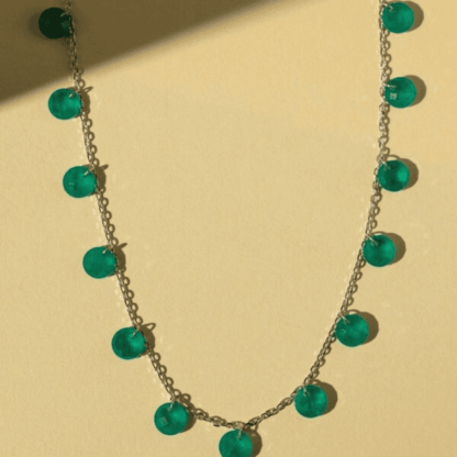Omnia Anara Green Necklace 92.5 Silver In High Quality Simulated diamonds - Image 3