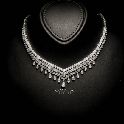 Omnia Sima White Bridal Full Set in High Quality Zircon Stone Rhodium Plated - Image 3