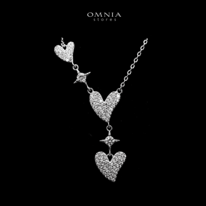 Omnia Heartful Love Necklace in High Quality 92.5 Silver with Iced Cut Stones - Image 3