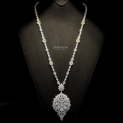 Omnia hasmaa Bridal Long chain Set Accessories High Quality Zircon Stone In Rhodium Plated - Image 3
