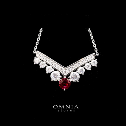 Omnia Layla Red Necklace in 92.5 Silver with High Quality Simulated Diamonds - Image 3