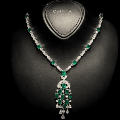 Omnia Israa Green Necklace In 92.5 Silver High Quality Simulated diamonds - Image 2