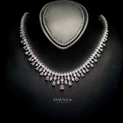 Omnia Lana White Bridal Full Set in High Quality Zircon Stone Rhodium Plated - Image 8